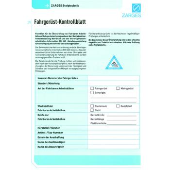 Zarges Fahrgerüst Kontrollblatt Fahrgerüste